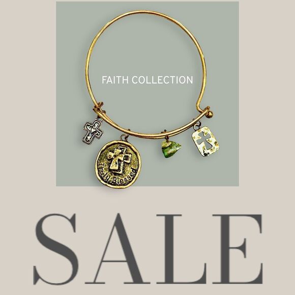 Faith‎ Collection "Truly Blessed" Bangle Bracelet Natural Stone & Copper Accents - Picture 1 of 3